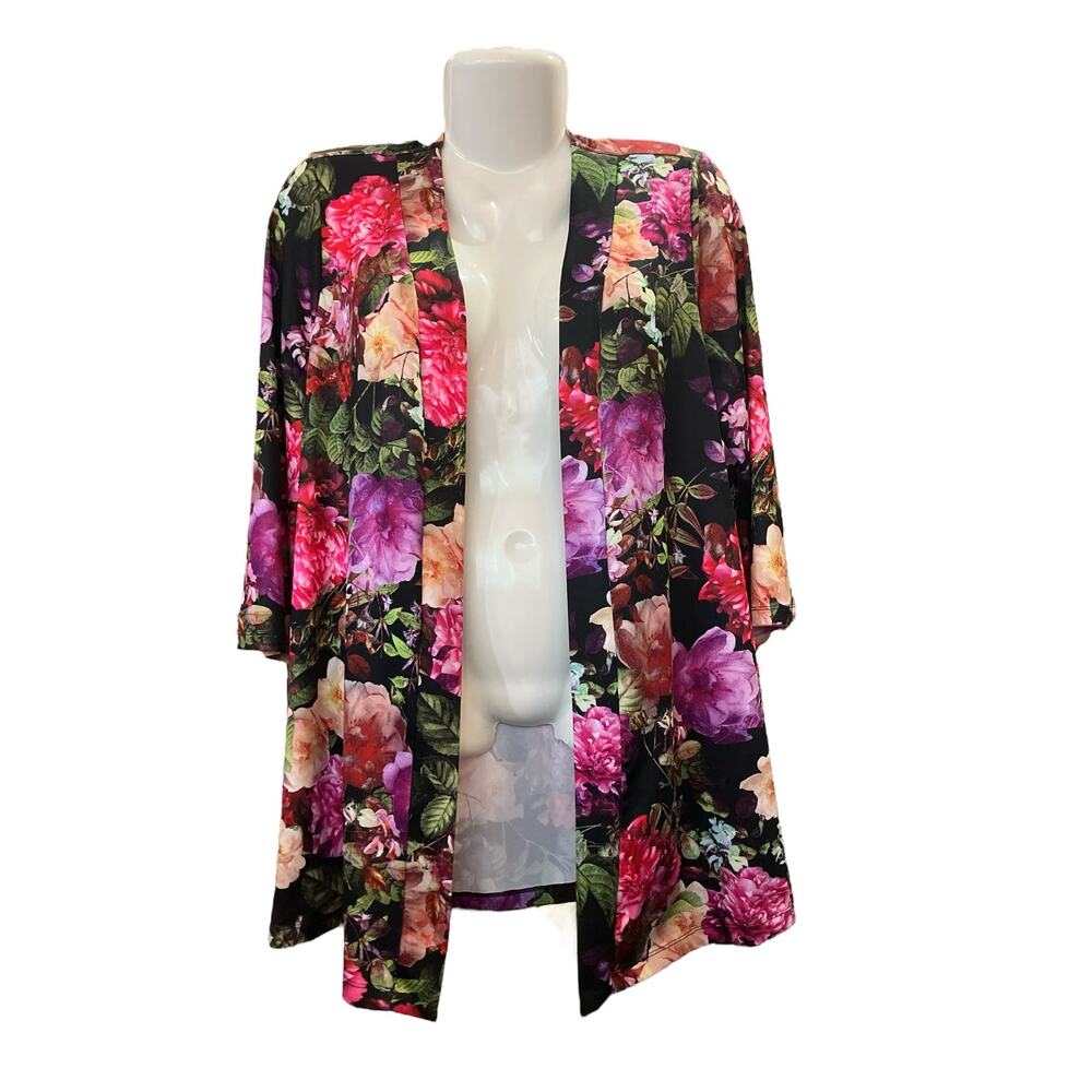 Slinky Brand Women's Floral Print Open Front Cardigan | Size S